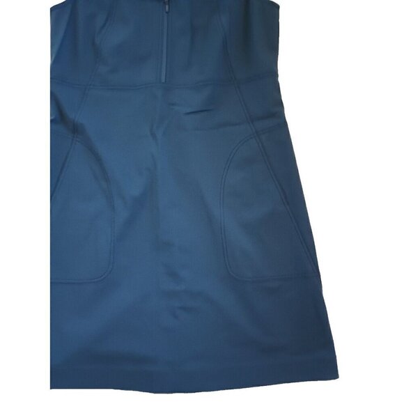 Lafayette 148 Amoya Zip Detailed Dress Size L Glaze Blue Bi-Stretch Sleeveless - Picture 7 of 15